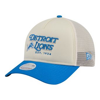 Women's New Era Cream/Blue Detroit Lions Retro A-Frame 9FORTY Adjustable Hat