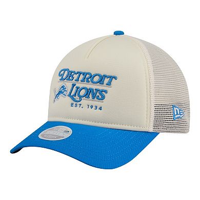 Women's New Era Cream/Blue Detroit Lions Retro A-Frame 9FORTY Adjustable Hat