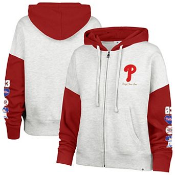 Women's '47 x Stoney Clover Lane Heather Gray/Red Philadelphia Phillies Color Block Full-Zip Hoodie