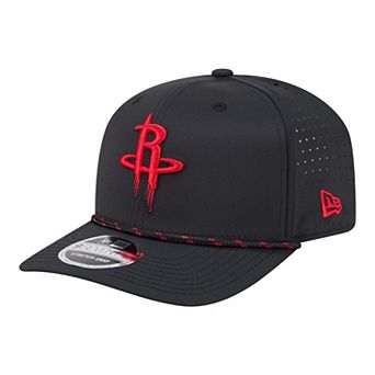 Men's New Era Black Houston Rockets Sport Rope Vented Stretch-Snap 9SEVENTY Hat
