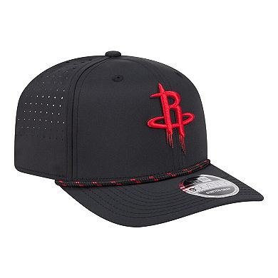 Men's New Era Black Houston Rockets Sport Rope Vented Stretch-Snap 9SEVENTY Hat