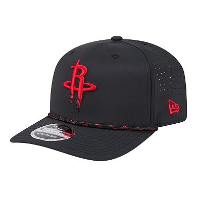 Men's New Era Black Houston Rockets Sport Rope Vented Stretch-Snap 9SEVENTY Hat