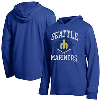 Men's Champion Royal Seattle Mariners Cooperstown Hooded Long-Sleeve T-Shirt