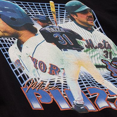 Men's Mitchell & Ness Mike Piazza Black New York Mets Legendary Collage Player T-Shirt