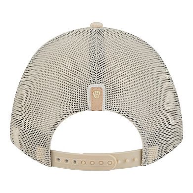 Women's New Era Light Beige Milwaukee Brewers Tonal Patch 9FORTY M-Crown A-Frame Trucker Adjustable Hat