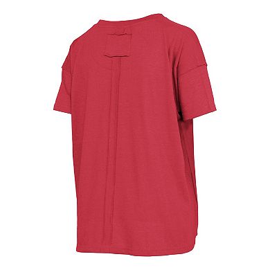 Women's Pressbox Heather Scarlet Nebraska Huskers Swirl Script Twisted Team Color Stitched Oversized T-Shirt