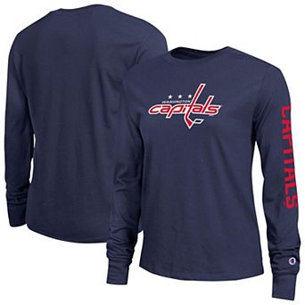 Women's Champion Navy Washington Capitals 2-Hit Long Sleeve T-Shirt