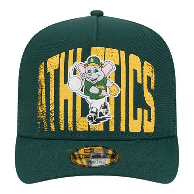 Youth New Era Green Athletics Logo Fade A-Frame 9FIFTY Snapback Hat