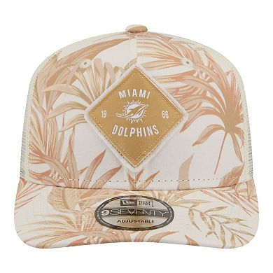 Men's New Era Tan Miami Dolphins Tonal Palm 9SEVENTY Adjustable Trucker Hat