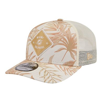 Men's New Era Tan Miami Dolphins Tonal Palm 9SEVENTY Adjustable Trucker Hat