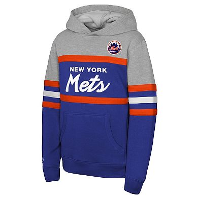 Youth Mitchell & Ness Royal/Grey New York Mets Cooperstown Head Coach Pullover Hoodie