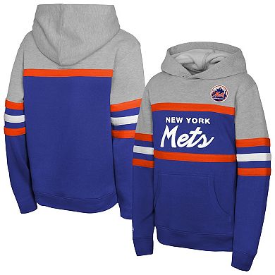Youth Mitchell & Ness Royal/Grey New York Mets Cooperstown Head Coach Pullover Hoodie