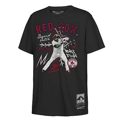 Youth Mitchell & Ness David Ortiz Black Boston Red Sox Chalked Up Player T-Shirt