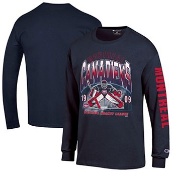 Men's Champion Navy Montreal Canadiens Long Sleeve Jersey T-Shirt