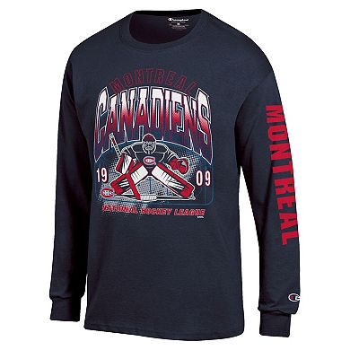 Men's Champion Navy Montreal Canadiens Long Sleeve Jersey T-Shirt