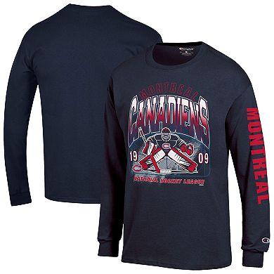 Men's Champion Navy Montreal Canadiens Long Sleeve Jersey T-Shirt