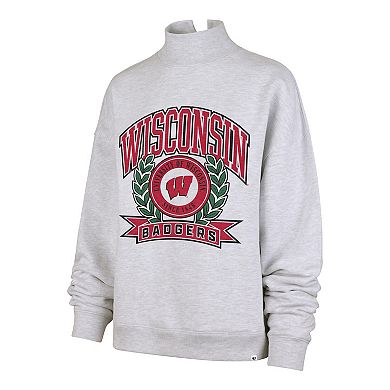 Women's '47 Gray Wisconsin Badgers Laurel Arch Mock Neck Sweatshirt