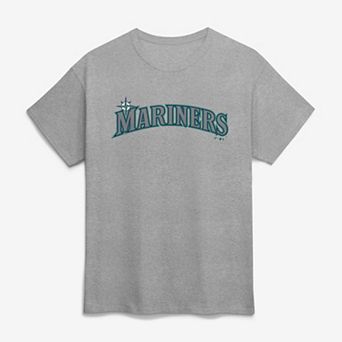 Men's Logo Athletic Heather Gray Seattle Mariners Wordmark T-Shirt