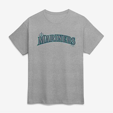 Men's Logo Athletic Heather Gray Seattle Mariners Wordmark T-Shirt