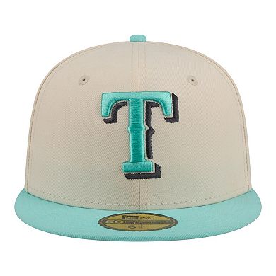 Men's New Era Light Beige/Turquoise Texas Rangers Two-Tone Color Pack 59FIFTY Fitted Hat