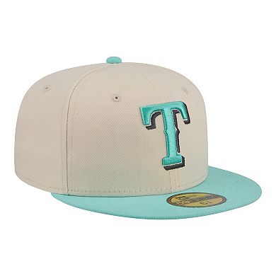 Men's New Era Light Beige/Turquoise Texas Rangers Two-Tone Color Pack 59FIFTY Fitted Hat