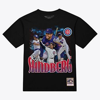 Men's Mitchell & Ness Ryne Sandberg Black Chicago Cubs Legendary Collage Player T-Shirt