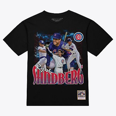 Men's Mitchell & Ness Ryne Sandberg Black Chicago Cubs Legendary Collage Player T-Shirt