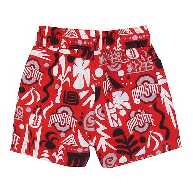 Toddler Wes & Willy Scarlet Ohio State Buckeyes Allover Print Swim Shorts