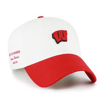 Men's '47 White/Red Wisconsin Badgers Contemporary Basics Two Tone Clean Up Adjustable Hat