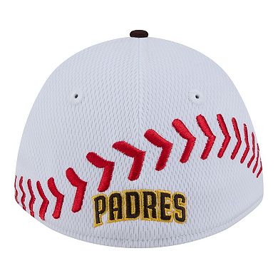 Youth New Era White/Brown San Diego Padres Baseball 39THIRTY M-Crown Flex Hat