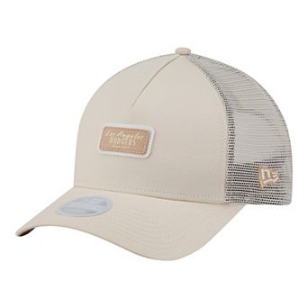 Women's New Era Light Beige Los Angeles Dodgers Tonal Patch 9FORTY M-Crown A-Frame Trucker Adjustable Hat