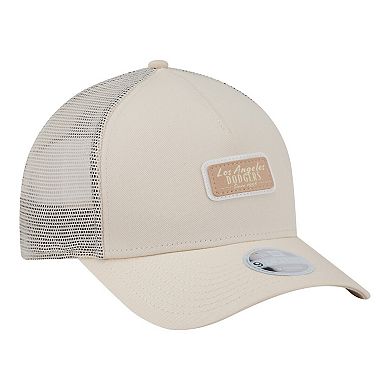 Women's New Era Light Beige Los Angeles Dodgers Tonal Patch 9FORTY M-Crown A-Frame Trucker Adjustable Hat