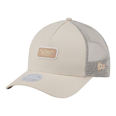 Women's New Era Light Beige Los Angeles Dodgers Tonal Patch 9FORTY M-Crown A-Frame Trucker Adjustable Hat