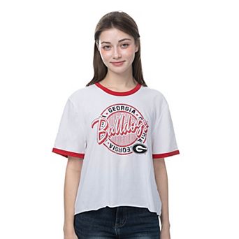 Women's ZooZatz White Georgia Bulldogs Retro Ringer Tri-Blend T-Shirt