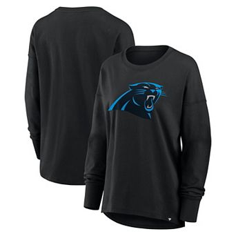 Women's Fanatics Black Carolina Panthers Relaxed Hip Essential Long Sleeve T-Shirt