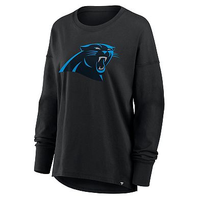 Women's Fanatics Black Carolina Panthers Relaxed Hip Essential Long Sleeve T-Shirt