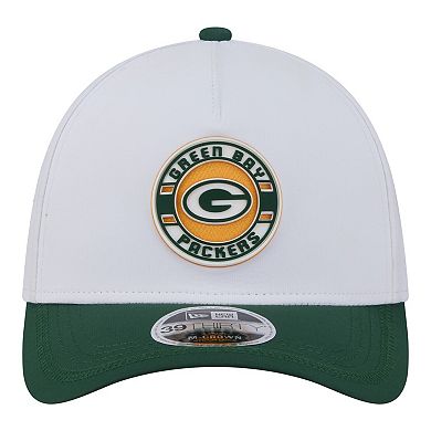 Men's New Era White/Green Green Bay Packers Patch 39THIRTY A-Frame M-Crown Perforated Flex Hat