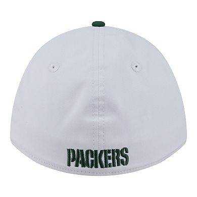 Men's New Era White/Green Green Bay Packers Patch 39THIRTY A-Frame M-Crown Perforated Flex Hat