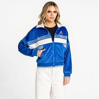Women's The Wild Collective Blue Atlanta Braves Velvet Cord Full-Zip Jacket