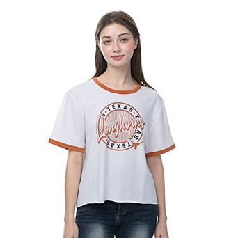 Women's ZooZatz White Texas Longhorns Retro Ringer Tri-Blend T-Shirt
