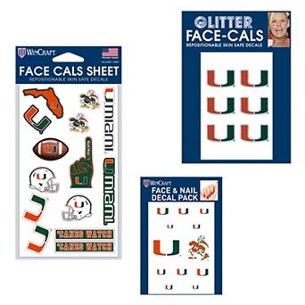 WinCraft Miami Hurricanes 4" x 7" Waterless Tattoos Set