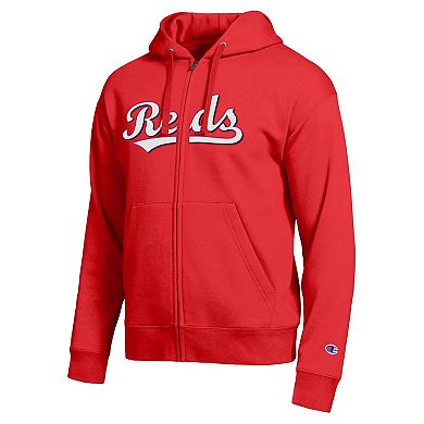 Men's Champion Cincinnati Reds Red All-Star Wordmark Full-Zip Hoodie