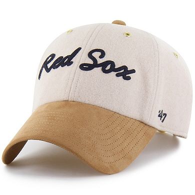 Men's '47 x Stoney Clover Lane Natural/Tan Boston Red Sox Script Charm Clean Up Adjustable Hat