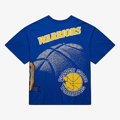 Men's Mitchell & Ness Royal Golden State Warriors Hardwood Classics Logo Blast T-Shirt