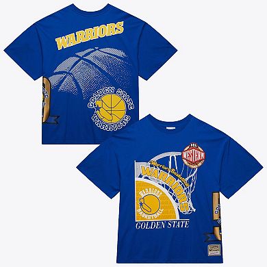 Men's Mitchell & Ness Royal Golden State Warriors Hardwood Classics Logo Blast T-Shirt