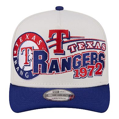 Men's New Era Cream/Royal Texas Rangers Classic A-Frame 9FIFTY Snapback Hat