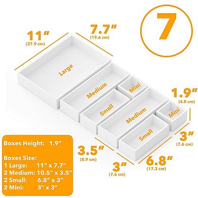 Drawer Organizer Storage Set, Multi-Compartment Tray, Suitable for Kitchen and Desk
