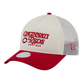 Women's New Era Light Beige/Red Cincinnati Reds Retro 9FORTY M-Crown A-Frame Trucker Adjustable Hat
