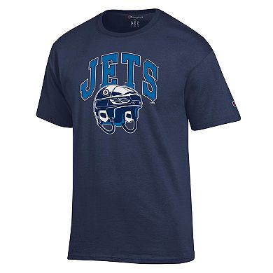 Men's Champion Navy Winnipeg Jets Helmet T-Shirt