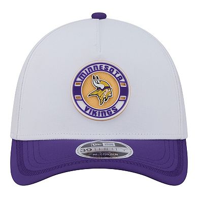 Men's New Era White/Purple Minnesota Vikings Patch 39THIRTY A-Frame M-Crown Perforated Flex Hat